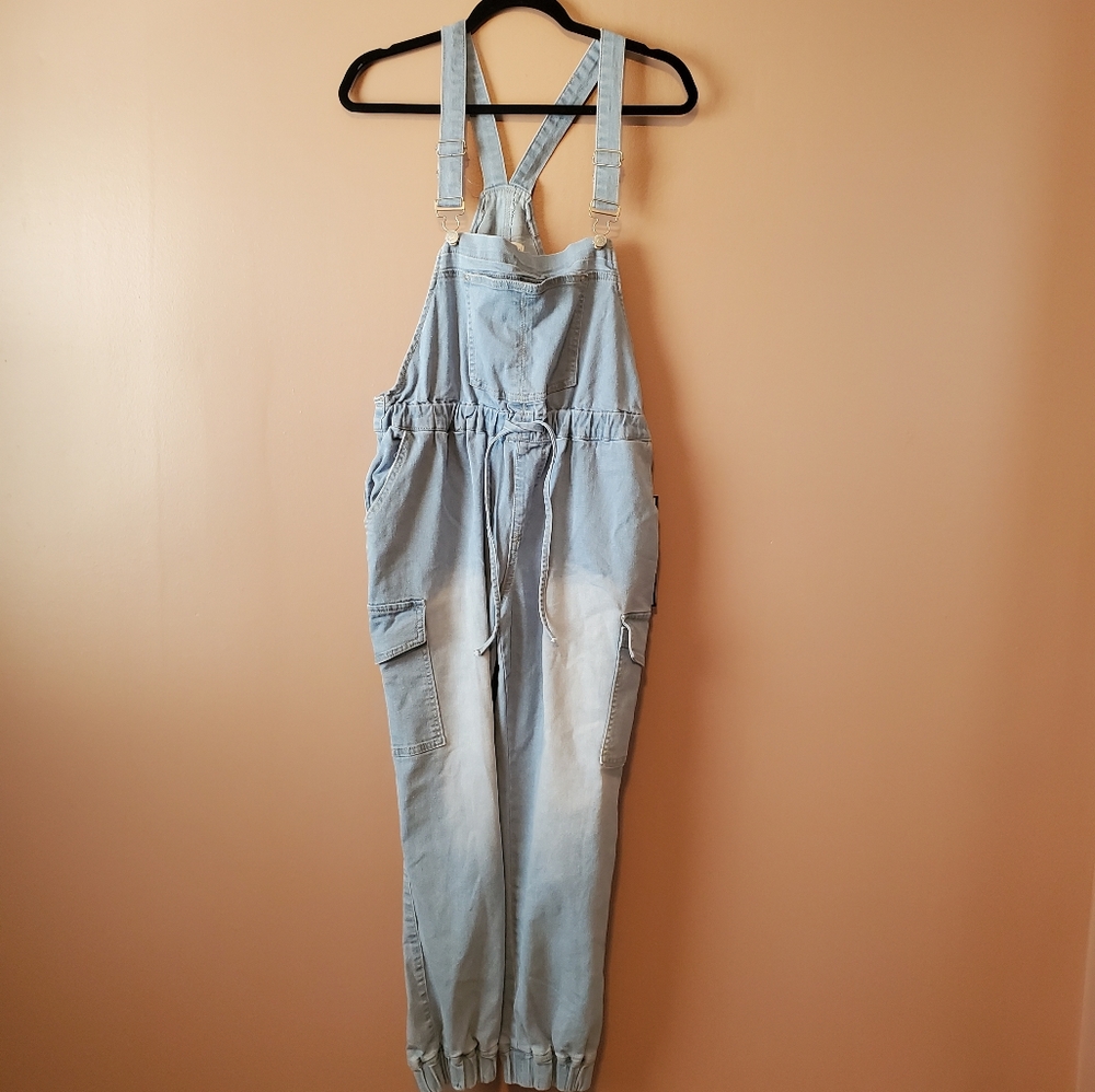 Denim Cargo Suppressed Jumpsuit
